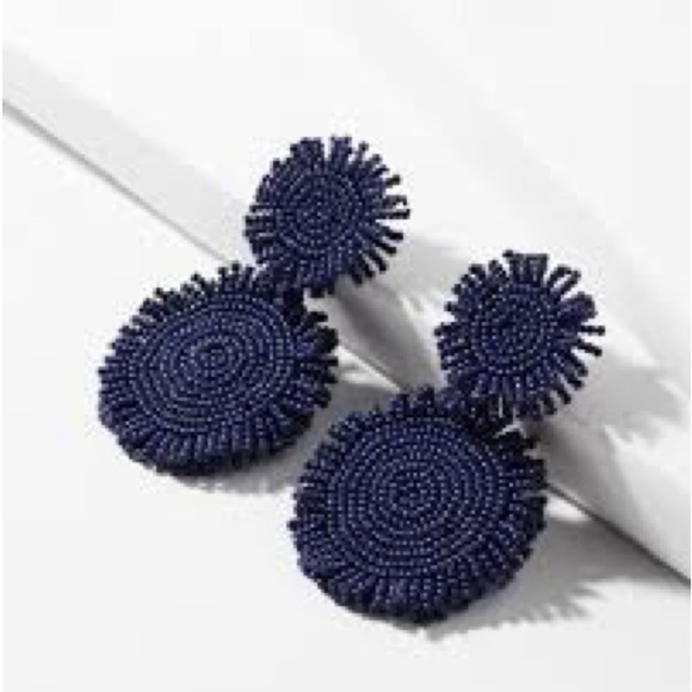 Chico's Navy Blue Beaded Earrings